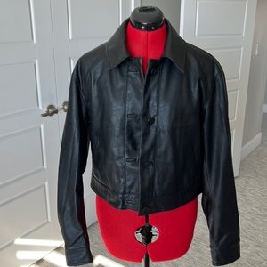 Women’s faux leather button up jacket